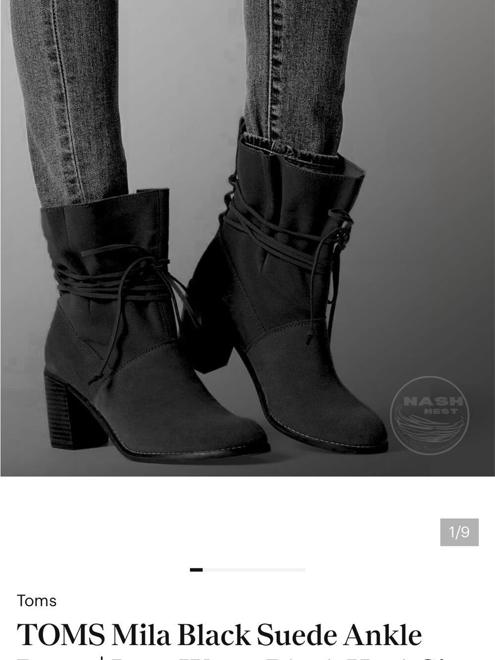 TOMS Black Suede Ankle Boots with Wrapped Lace Detail